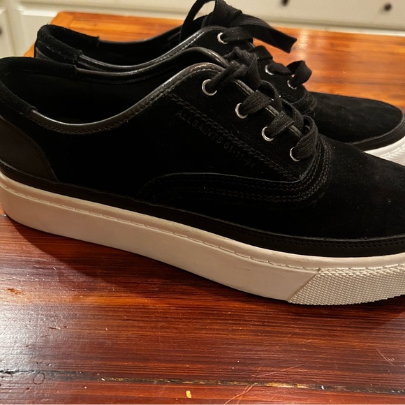 NWOB ALL SAINTS Bella black suede sneaker - Picture 8 of 10